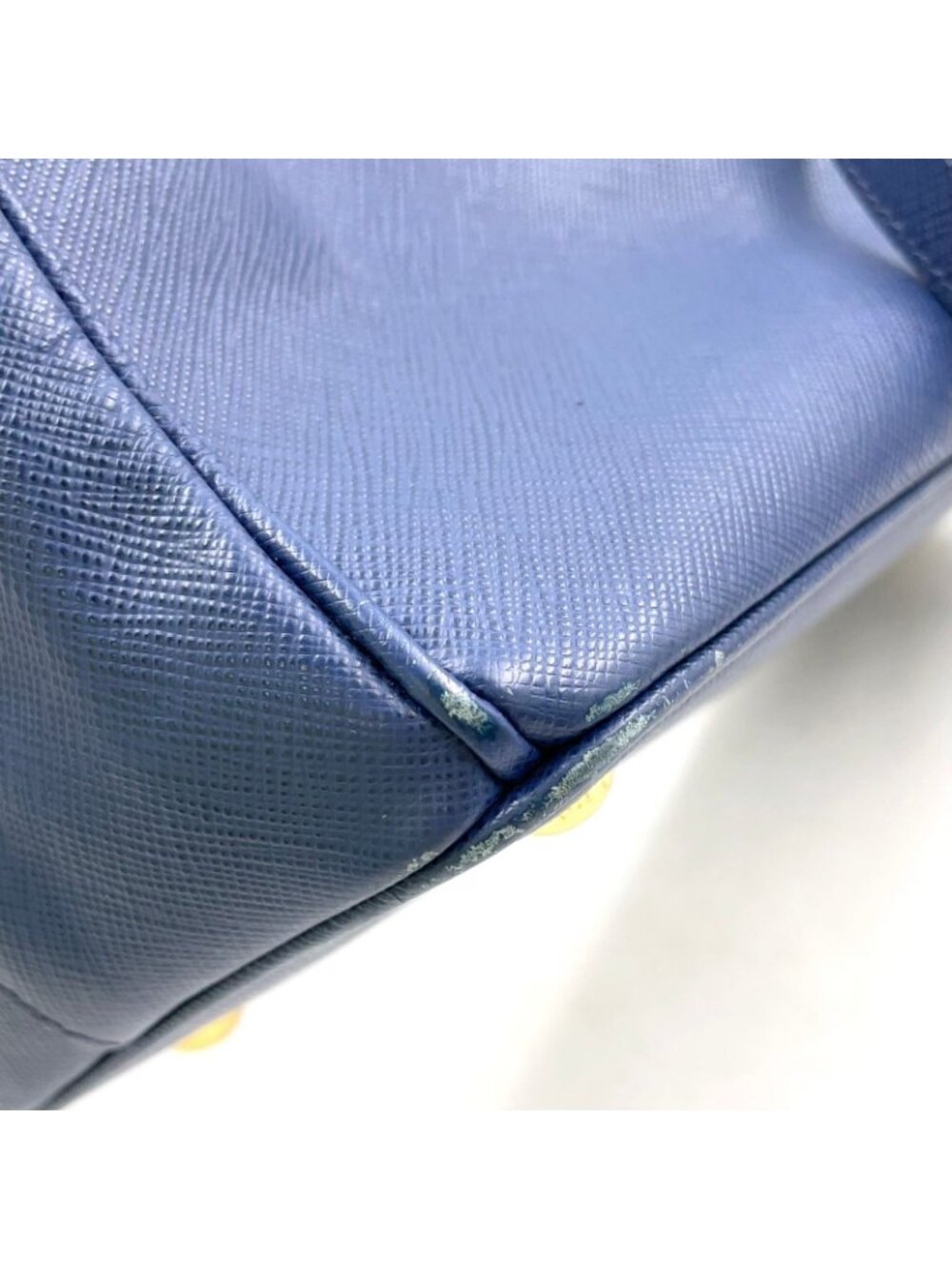 ★SOLD★ Prada Galleria 2-Way Shoulder Leather Blue Handbag Gold - Picture 6 of 15